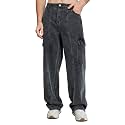 KOTTY Mens Loose Fit Cargo Denim Jeans