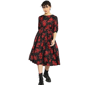 KOTTY Polyester Fit and Flare Midi Women