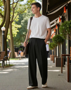 KOTTY Regular Fit Men Black Trousers