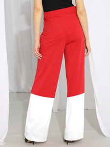 kotty regular fit women red white trousers