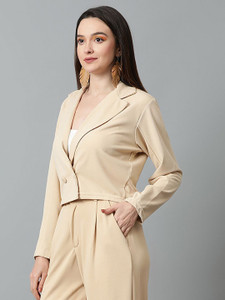 kotty solid single breasted casual women blazer