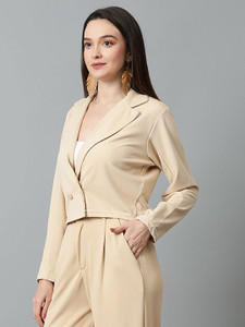 kotty solid single breasted casual women blazer
