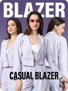 kotty women solid single breasted casual blazer purple