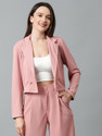 KOTTY Women Solid Single Breasted Casual Blazer (Pink)