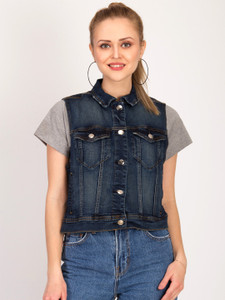 kotty women solid denim jacket