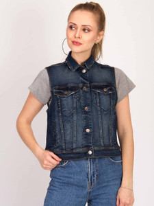 kotty women solid denim jacket