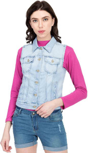 kotty women solid denim jacket
