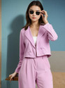 KOTTY Women Solid Single Breasted Casual Blazer (Purple)