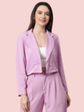 KOTTY Women Solid Single Breasted Casual Blazer (Purple)
