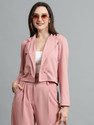 KOTTY Women Solid Single Breasted Casual Blazer (Pink)