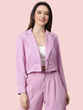 KOTTY Women Solid Single Breasted Casual Blazer (Purple)
