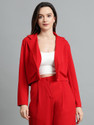 KOTTY Women Solid Single Breasted Casual Blazer (Red)