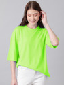 KOTTY Solid Women Round Neck Light Green