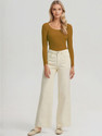 KOTTY Solid Women Scoop Neck Brown T-Shirt
