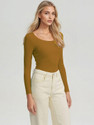 KOTTY Solid Women Scoop Neck Brown T-Shirt