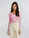 KOTTY Solid Women Scoop Neck Pink T-Shirt