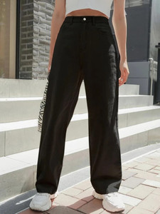 KOTTY Wide Leg Women Black Jeans