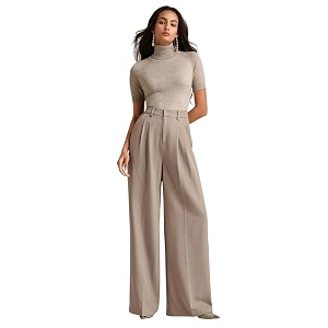 KOTTY Womens Beige High Waist Wide Leg