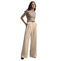 KOTTY Women39s Beige High Waist Wide Leg