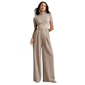 KOTTY Women39s Beige High Waist Wide Leg