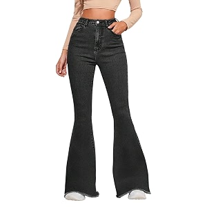 kotty women39s bootcut flare jeans with slim fit thigh and wide hem design