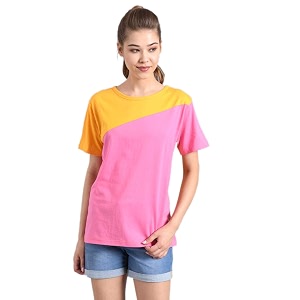 KOTTY Womens Color Block Regular Fit T-Shirt
