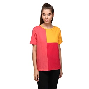 KOTTY Womens Color Block Regular Fit T-Shirt