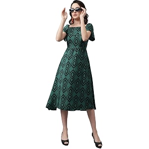 KOTTY Womens Fit and Flare Multicolor Dress
