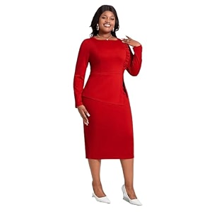 KOTTY Womens Flowy Midi Round Neck Plus