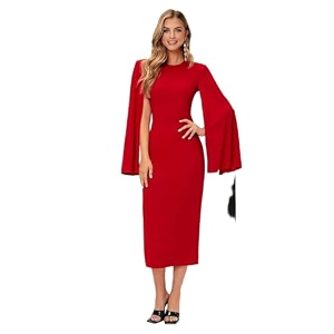 KOTTY Womens Flowy Midi Round Neck Plus