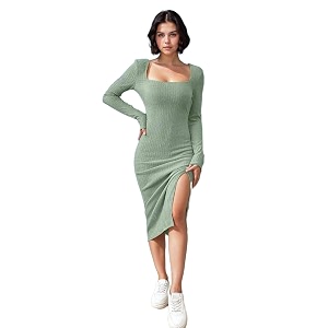 KOTTY Womens Flowy Midi Round Neck Plus