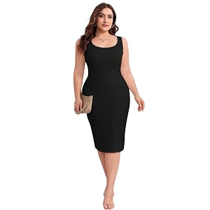 KOTTY Womens Flowy Midi Round Neck Plus