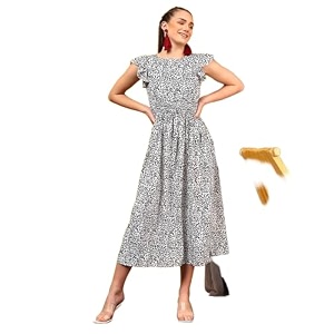 KOTTY Womens Flowy Midi Round Neck Plus