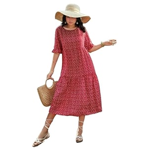 KOTTY Womens Flowy Midi Round Neck Plus