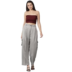 KOTTY Womens High Rise Cotton Blend Relaxed
