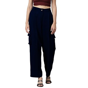KOTTY Womens High Rise Cotton Blend Relaxed