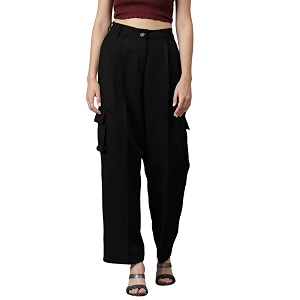 KOTTY Womens High Rise Cotton Blend Relaxed