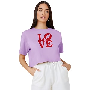 KOTTY Womens Letter Print Oversized Fit T-Shirt