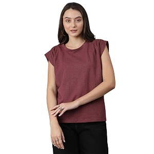 KOTTY Womens Solid Oversized Fit T-Shirt