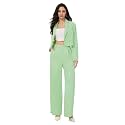 KOTTY Women's Solid Relaxed Fit Full Sleeve Co-ord Blazer and Trouser Set.