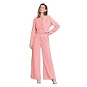 KOTTY Women's Solid Relaxed Fit Full Sleeve Co-ord Blazer and Trouser Set.