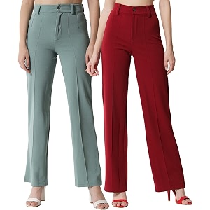 KOTTY Womens Straight Casual Pants