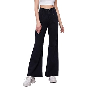 kotty flare bottom jeans for women  stylish slim fit with bell shape leg