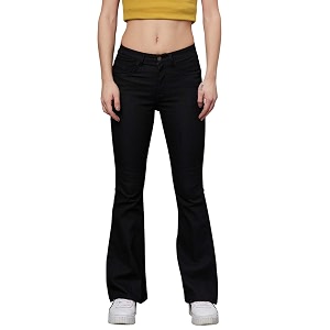 kotty flare bottom jeans for women  stylish slim fit with bell shape leg