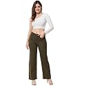 KOTTY Women Mid Rise Cotton Lycra Regular Length Straight fit Olive Solid Jeans (Green,36)_KOTTYLADIESJEANS1031_3XL