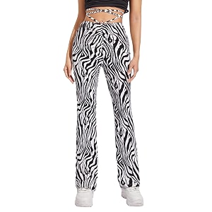 KOTTY Womens Stylish Flared Printed Party Pants