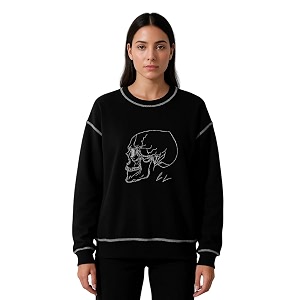 kotty women fleece full sleeve crew neck pinted sweatshirt