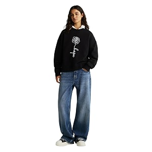 kotty women fleece full sleeve crew neck pinted sweatshirt