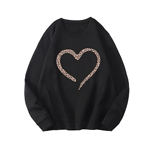 kotty women fleece full sleeve crew neck pinted sweatshirt