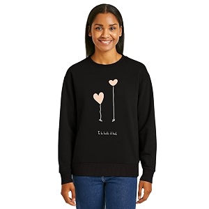 kotty women fleece full sleeve crew neck pinted sweatshirt